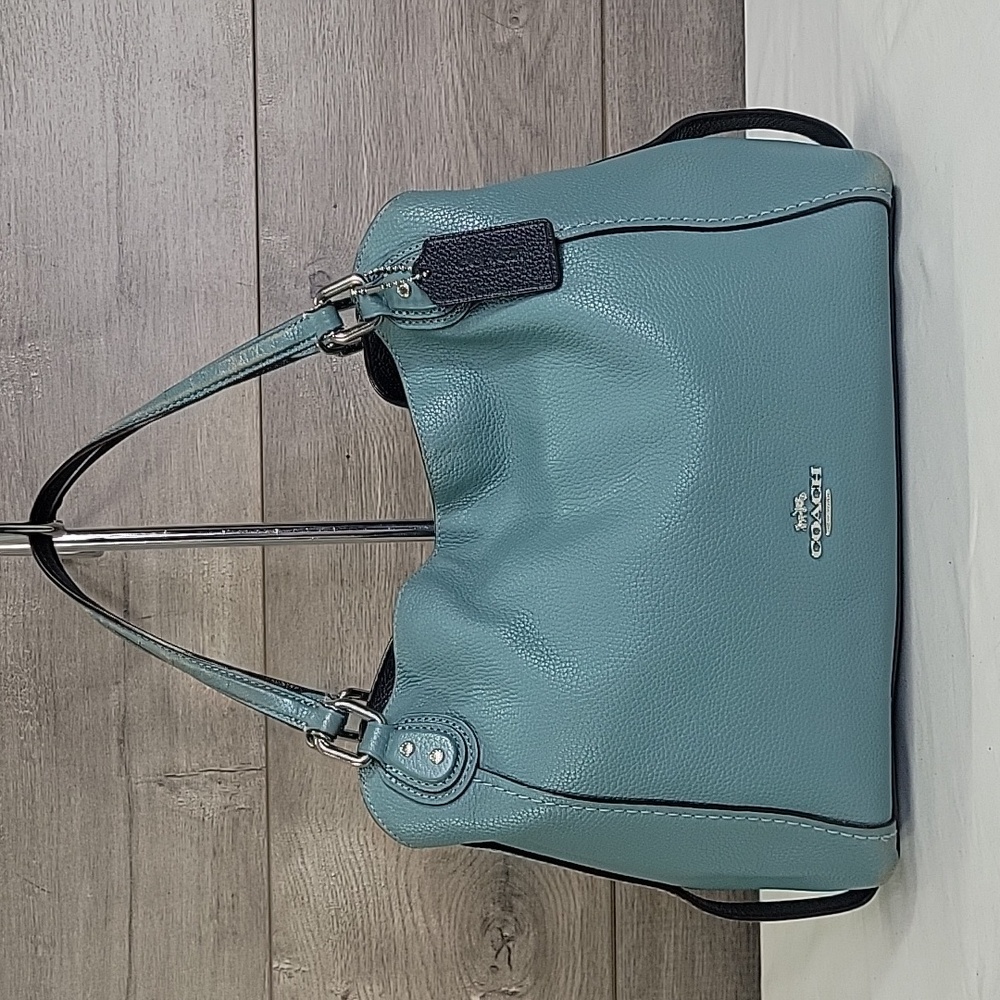 Coach 57124 Edie Blue Leather Handbag Hobo Shoulder Bag Purse Tote